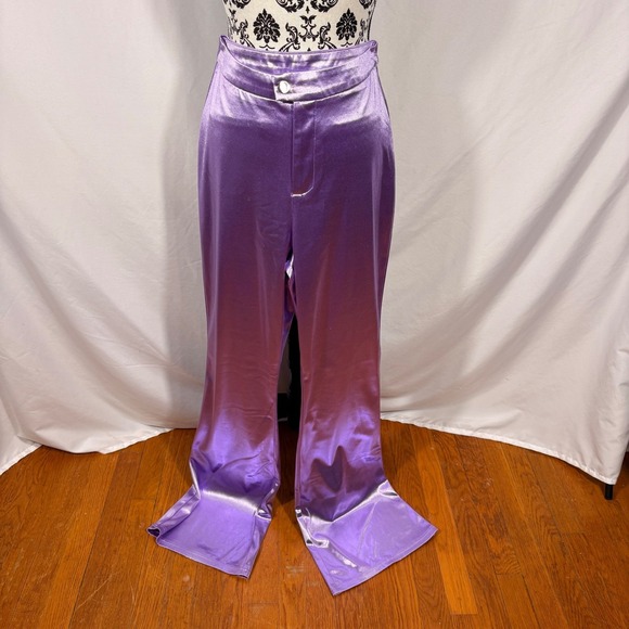Princess Polly Pants - Princess Polly Purple Metallic Flare Pants Rave Festival Y2K Shimmer US 8
